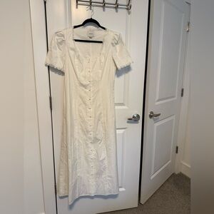 Reformation Cream Long Sleeve Button-Down Dress